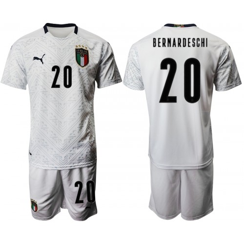 Italien Fodboldtrøjer Federico Bernardeschi 20 Børn Udebanesæt Euro 2020 Kort ærmer Italien Fodboldtrøjer Federico Bernardeschi 20 Børn Udebanesæt Euro 2020 Kort ærmer